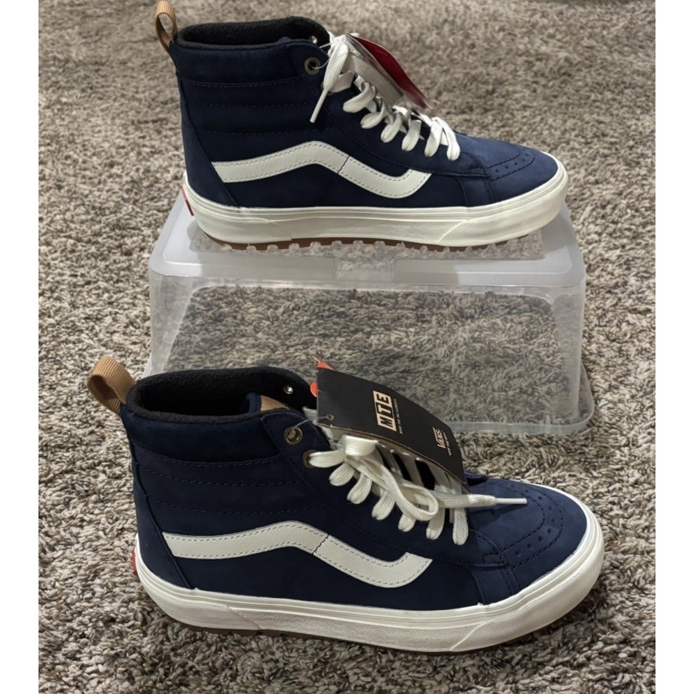 VANS Sk8-Hi MTE-1 Navy Blue White Gum Shoes Primaloft Womens 6 New